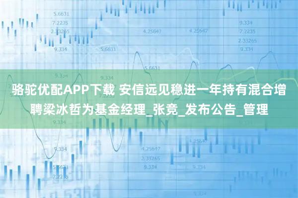 骆驼优配APP下载 安信远见稳进一年持有混合增聘梁冰哲为基金经理_张竞_发布公告_管理